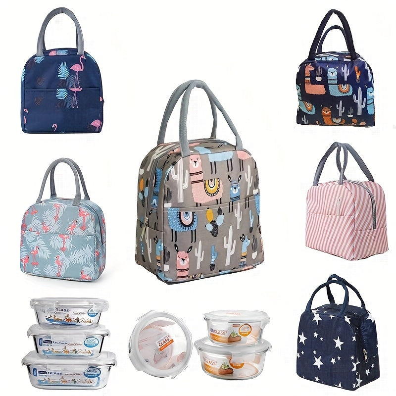 Grey/Green Thermal Insulated Lunch Box Bag with Cactus & Desert Print - Cute Cacti Design Lunch Tote, Picnic - PS Material Lunch Pack & s, Unisex Insulated Lunch Carrier, Lunch Bag For Women, Lunch Box For Women, Small Lunch