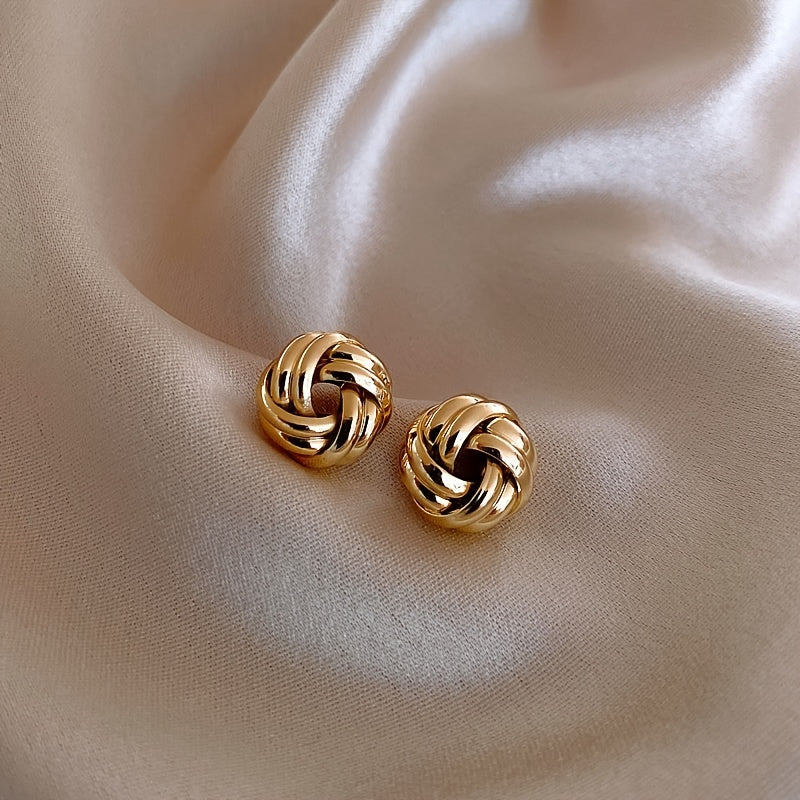 Twist Knotted Stud Earrings Pure Color Alloy Ear Jewelry Decorations For Women Daily Wear