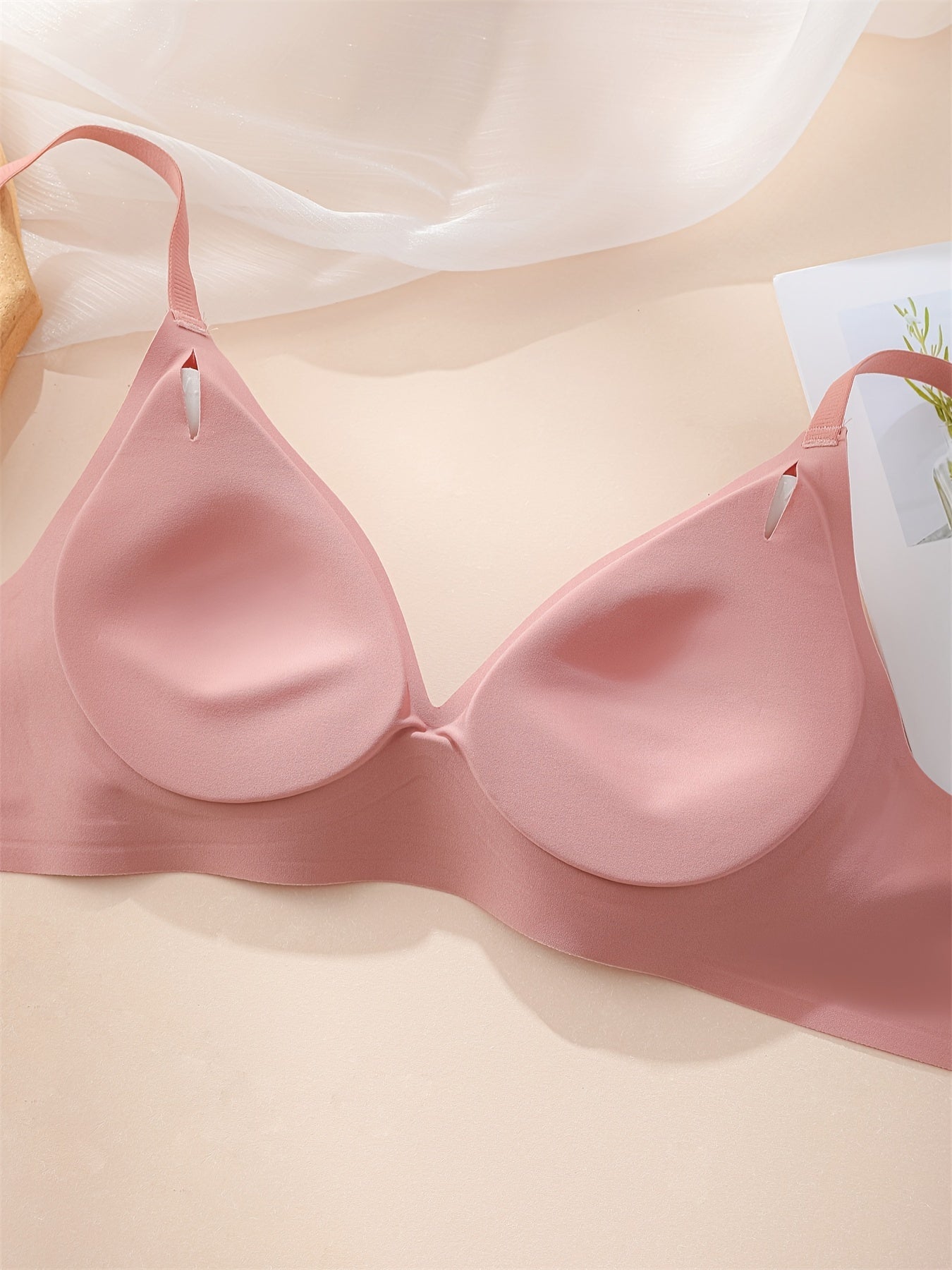 Simple Solid Wireless Bra, Comfy & Breathable Stretch Intimates Bra, Women's Lingerie & Underwear