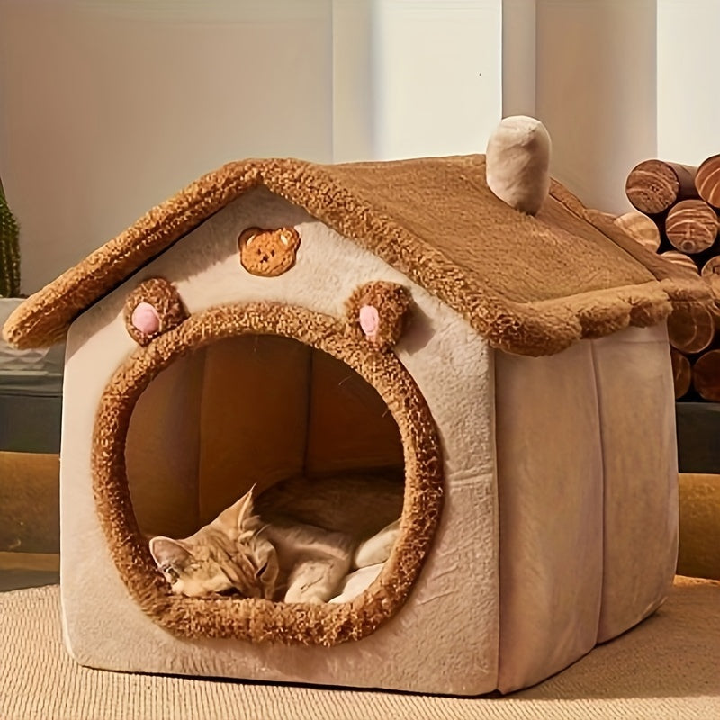 Cozy Pet Cottage - Detachable, Washable, Closed House Design for Cats and Dogs - Perfect for Four Seasons, Easy Cleaning, and Comfortable Living